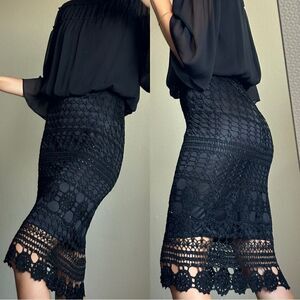 Timmy Woods Beverly Hills Rare Vintage Midi Black Skirt Size S